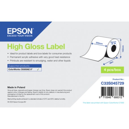 Epson High Gloss Label - Continuous Roll: 203mm x 58m (C33S045729)