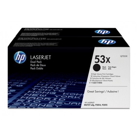 HP 53X 2-pack High Yield Black Original LaserJet Toner Cartridges with Smart Printing Technology cartuccia toner 2 pz  (Q7553XD)