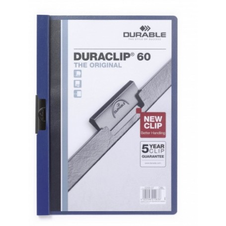 Durable Duraclip 60 cartellina con fermafoglio PVC Blu, Trasparente (2209-07)