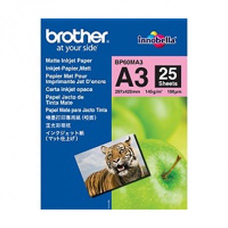 Brother BP60MA3 Inkjet Paper carta inkjet A3 (297x420 mm) Opaco 25 fogli Bianco (BP60MA3)