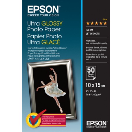 Epson Ultra Glossy Photo Paper - 10x15cm - 50 Fogli (C13S041943)