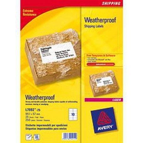 Avery Weatherproof Shipping Labels etichetta autoadesiva Bianco 250 pz (L7992-25)