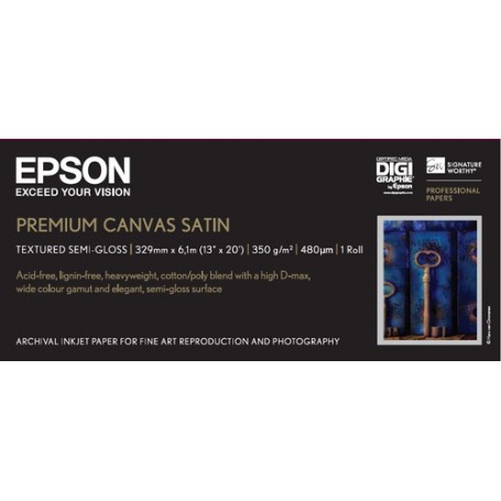 Epson Premium Canvas Satin, in rotoli da 33,02 cm (13'') (A3+) x 6m (C13S041845)