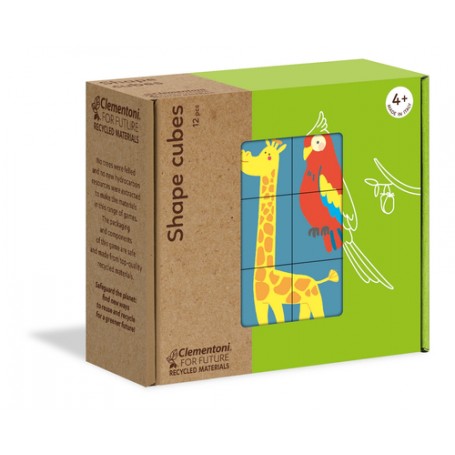 Clementoni Shape Cubes: Animals Puzzle a blocchi 6 pz (16228C)