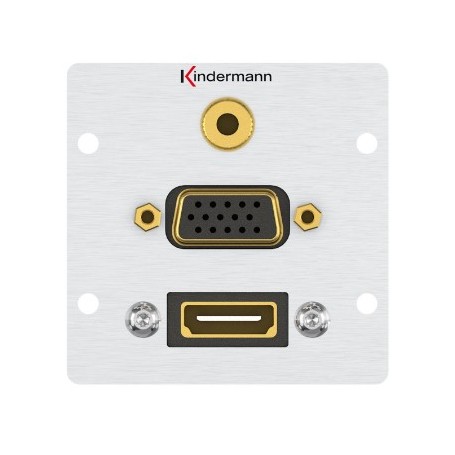 Kindermann 7444000586 presa energia HDMI + VGA + 3.5mm Alluminio (7444000586)