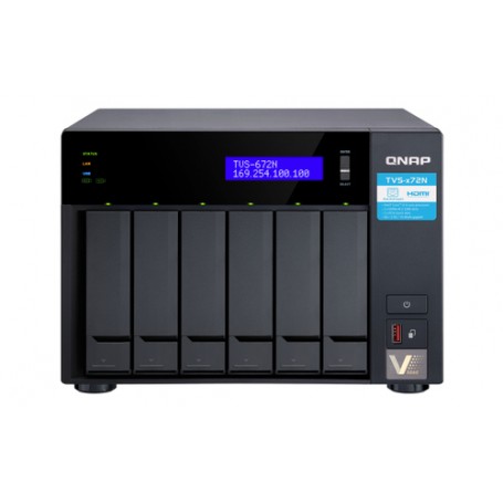 QNAP TVS-672N NAS Tower Collegamento ethernet LAN Nero i3-8100T (TVS-672N-I3-4G)
