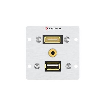 Kindermann 7444000547 presa energia HDMI + USB A + 3.5mm Alluminio (7444000547)