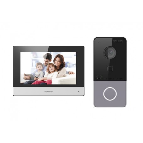 Hikvision Digital Technology DS-KIS603-P(B) sistema per video-citofono 2 MP 17,8 cm (7") Nero, Grigio, Argento (DS-KIS603-P(B))