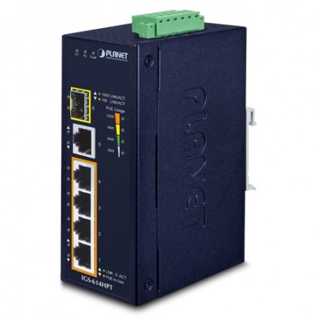 PLANET IGS-614HPT switch di rete Non gestito Gigabit Ethernet (10/100/1000) Supporto Power over Ethernet (PoE) Blu (IGS-614HPT)