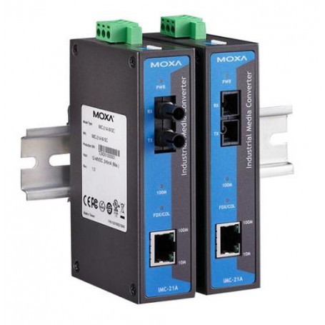 Moxa IMC-21A-M-ST convertitore multimediale di rete 100 Mbit/s 1300 nm Modalità multipla Nero, Blu (IMC-21A-M-ST)