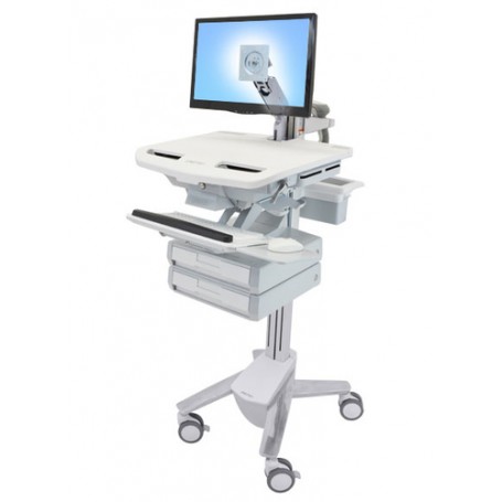 Ergotron StyleView Alluminio, Grigio, Bianco Pannello piatto Carrello multimediale (SV43-1220-0)
