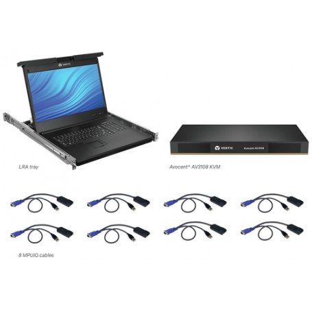 Vertiv Avocent LRA185KMM8D-214 console a rack 48,3 cm (19") 1366 x 768 Pixel Plastica, Acciaio Nero (LRA185KMM8D-214)