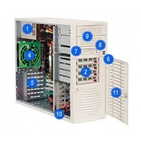 Supermicro SC733T-645 Mid Tower Chassis (Black) Midi Tower Nero 645 W (CSE-733T-645B)