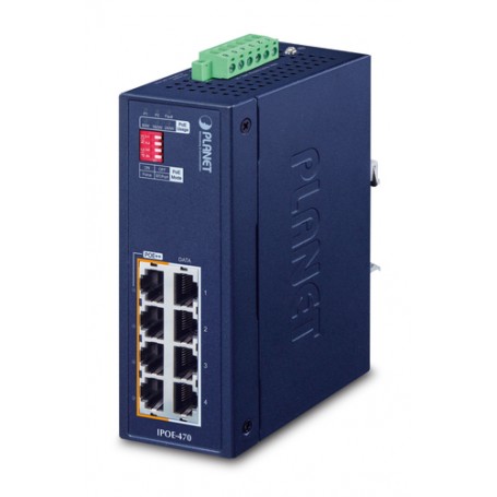 PLANET IP30 Industrial 4-port Gigabit Ethernet (10/100/1000) Supporto Power over Ethernet (PoE) Blu (IPOE-470)