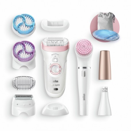 Braun Silk-épil 9 81683683 epilatore 40 pinzette Bianco, Rosa (9-985)