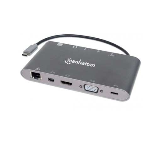 Manhattan 152808 replicatore di porte e docking station per notebook USB 3.2 Gen 1 (3.1 Gen 1) Type-C Argento (152808)