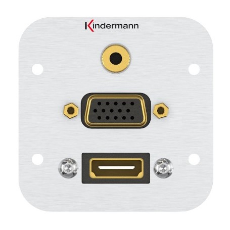 Kindermann 7441000586 presa energia HDMI + VGA + 3.5mm Alluminio (7441000586)