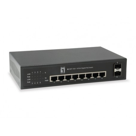 LevelOne GEP-1023W90 switch di rete Gigabit Ethernet (10/100/1000) Supporto Power over Ethernet (PoE) Nero (GEP-1023W90)