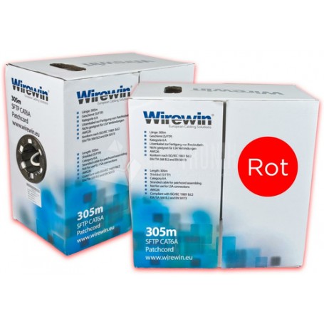 Wirewin VKBOX KAT6A PATCH 305 cavo di rete Rosso 305 m Cat6a S/FTP (S-STP) (VKBOX KAT6A PATCH 305 RT)