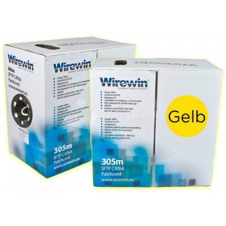 Wirewin VKBOX KAT6A PATCH 305 cavo di rete Giallo 305 m Cat6a S/FTP (S-STP) (VKBOX KAT6A PATCH 305 GE)