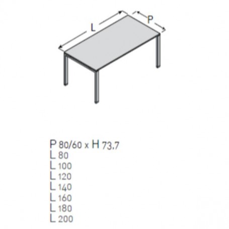 VISTA 140X80 GAMBE A PONTE AL+BI (VE1PP1408L94BI)