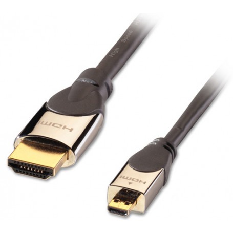 Lindy CROMO, HDMI - Micro HDMI, 2m cavo HDMI HDMI tipo A (Standard) HDMI tipo D (Micro) Nero, Argento (41422)