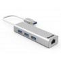 Hamlet XHUB330LAN hub di interfaccia USB 3.2 Gen 1 (3.1 Gen 1) Type-A 5000 Mbit/s Argento (XHUB330LAN)