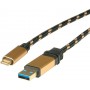 ROLINE USB 1m cavo USB USB 3.2 Gen 2 (3.1 Gen 2) USB A USB C Nero, Oro (11.02.9013)