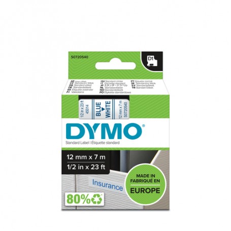 DYMO D1 - Standard Etichette - Blu su bianco- 12mm x 7m (S0720540A)