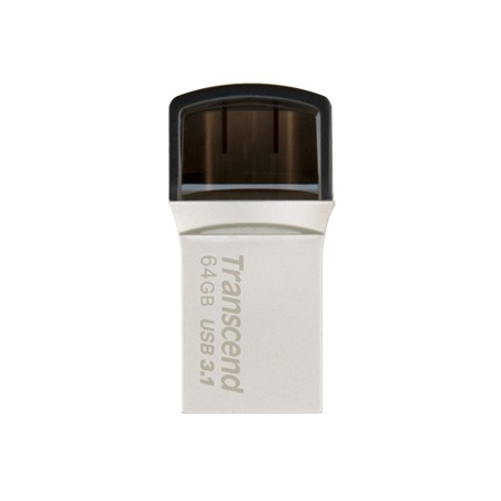 Transcend JetFlash 890 64GB unità flash USB USB Type-A / USB Type-C 3.2 Gen 1 (3.1 Gen 1) Nero, Argento (TS64GJF890S)