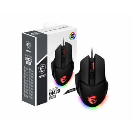 MSI Clutch GM20 Elite mouse Mano destra USB tipo A Ottico 6400 DPI (CLUTCH-GM20-EL)