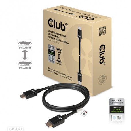 CLUB3D Ultra High Speed HDMI 2.1 Cable 10K 120Hz, 48Gbps Male/Male 1 m./3.28 ft. (CAC-1371)