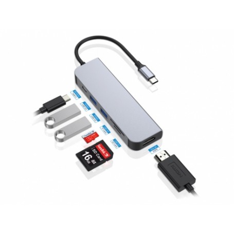 Conceptronic DONN02G hub di interfaccia USB 3.2 Gen 1 (3.1 Gen 1) Type-C 5000 Mbit/s Alluminio (DONN02G)