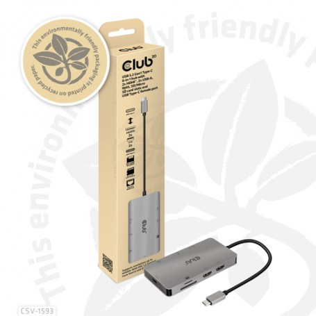 CLUB3D CSV-1593 hub di interfaccia USB 3.2 Gen 1 (3.1 Gen 1) Type-C 16200 Mbit/s Metallico (CSV-1593)