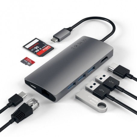 Satechi Multi-Port Adapter V2 Dock st. USB 3.2 Gen 1 (3.1 Gen 1) Type-C 10000 Mbit/s Grigio (ST-TCMA2M)