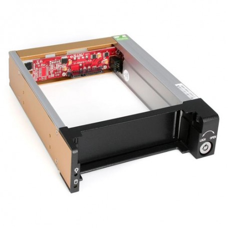 StarTech.com Cassetto rack portatile per disco rigido SATA da 5,25", robusto, in alluminio e di colore nero (DRW150SATBK)