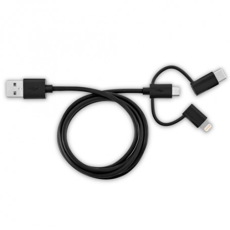 V7 Cavo Lightning/Micro-USB/USB-C 3 in 1 - Nero 1m 3.3ft (LTCMUSB1M-BLK-1E)