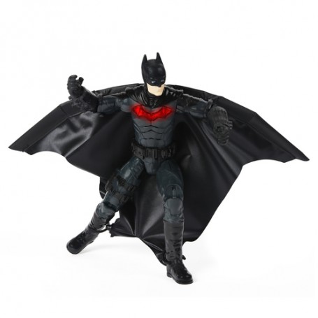 DC Comics , Personaggio Deluxe del film The Batman da 30 cm con tuta alare, luci, frasi e ali che si aprono, oggetto d (6060523)