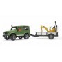 BRUDER Land Rover Defender with trailer, CAT and man (02593)