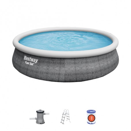 Bestway 57372 piscina fuori terra Piscina gonfiabile Piscina rotonda 12362 L Grigio (57372)