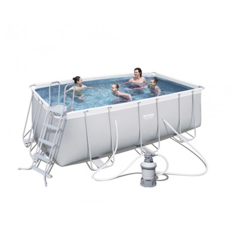 Bestway Power Steel 56457 piscina fuori terra Piscina con bordi Piscina rettangolare 8124 L Blu, Grigio (56457)