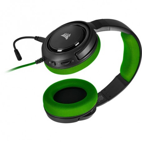 Corsair HS35 Cuffia Padiglione auricolare Connettore 3.5 mm Nero, Verde (CA-9011197-EU)