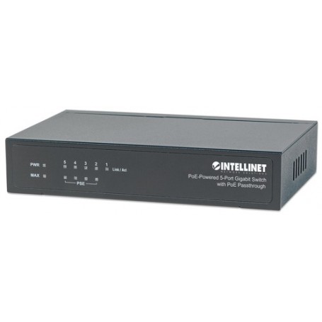Intellinet PoE-Powered 5x Gigabit Gigabit Ethernet (10/100/1000) Supporto Power over Ethernet (PoE) Nero (561082)