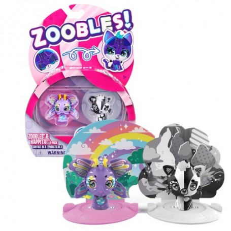 Zoobles Rainbow Butterfly and Black and White Fox 2-Pack Transforming (6063620)