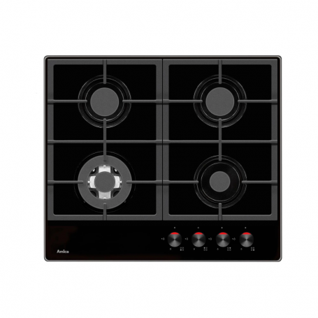 Piano cottura a gas Amica KMG13174C, larghezza 60 cm, vetroceramica, accensione termoelettrica, griglie in ghisa (KMG13174C)