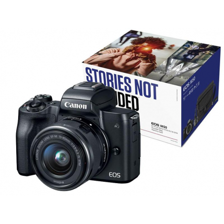 CANON EOS M50 BLACK+EF-M 15-45 IS STM VALUE UP KIT Garanzia 4 anni ufficiale Canon Italia (CN607)
