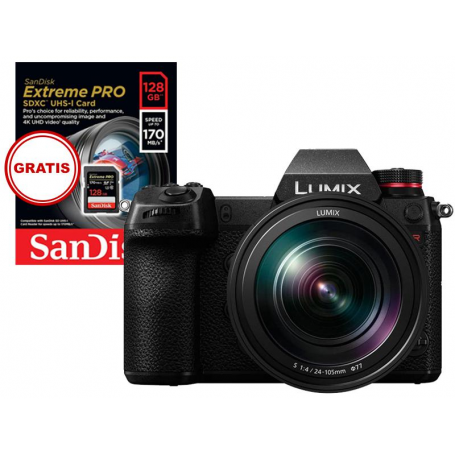 PANASONIC LUMIX S1-R + 24-105/4 L (ITALIA)+Gratis Sandisk SDXC 128GB UHS-I EXTREME PRO 170MB/S (DV399)