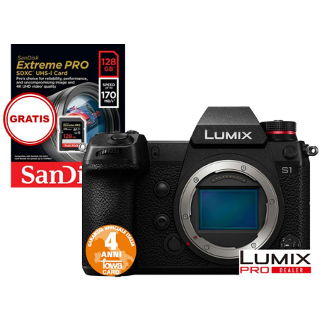 PANASONIC LUMIX S1 CORPO  (ITALIA)+Gratis Sandisk SDXC 128GB UHS-I EXTREME PRO 170MB/S (DV395)