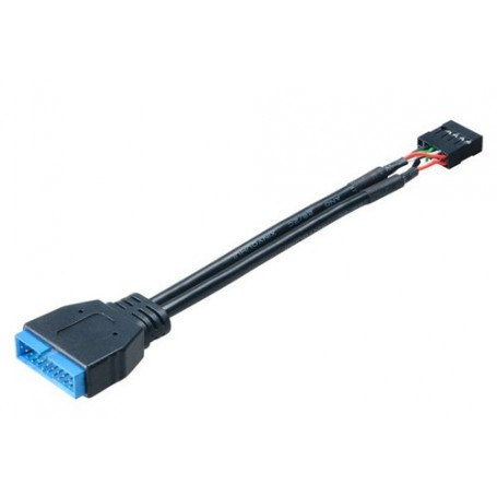 Akasa 9-pin/19-pin cavo USB 0,1 m USB 3.0 19-pin USB 2.0 9-pin Nero (AK-CBUB19-10BK)