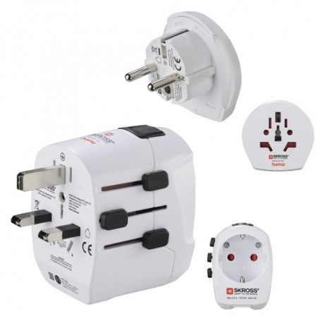 Hama World Travel Pro Light USB adattatore per presa di corrente Universale Bianco